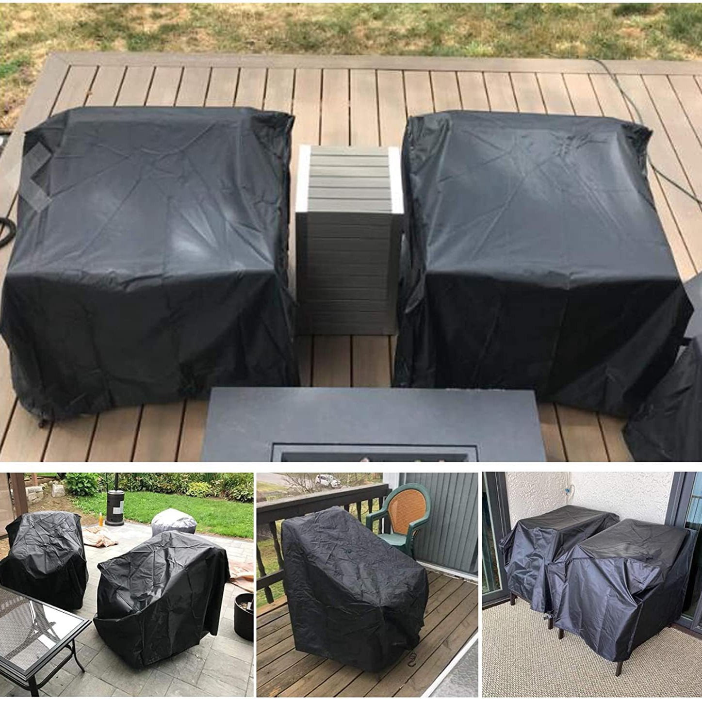 2 Pack Outdoor Swivel Lounge Chair Cover,100% Waterproof Heavy Duty Outdoor Chair Covers, (33 W x 35 D x 38.5 H inches) Patio Furniture Cover for Swivel Patio Chair, Black