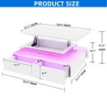 thumbnail image 6 of Dextrus Lift Top LED Coffee Table, Modern Living Room Tables with 4 Spacious Drawers, White, 6 of 9