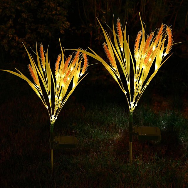 Paquete De 2 Orejas De Trigo De Simulación con 7 Luces Solares Lámparas De Paja Solares Al Aire Libre, Luces Solares De Flores De Jardín Decorativas Al Aire Libre para Patio Jardín Patio Cés