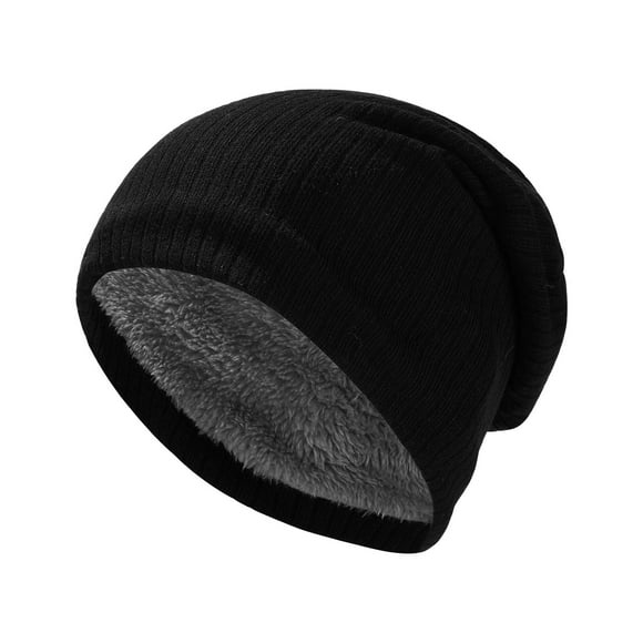 Fgnfyis Unisex Winter Knitted Hat with Solid Color Thickened Warm for Men & Women Bomber Hats Black
