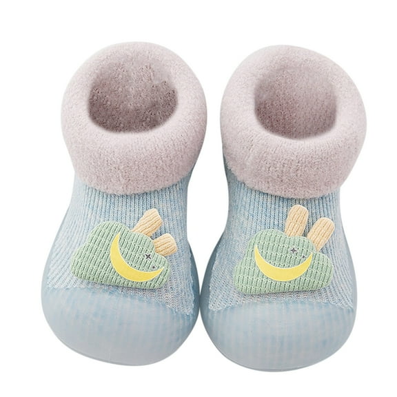 Cathalem Shoes Baby Boys Male Shoes Baby Girls 24 Months Warm House Slippers for Lined Winter Indoor Shoes Petite Baby Shoes Blue 4