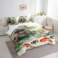 thumbnail image 4 of Feelyou Lake Lotus Fish Twin Bedding Sets 7-Piece, Chinese Style Garden Bedding Comforter Set, Vintage Watercolor Reversible Sheet Sets, Microfiber Bedroom Decor, 4 of 8