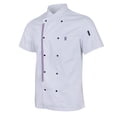 thumbnail image 4 of Mujeres Hombres Chaqueta de Chef Abrigo Cocina Cocina de manga corta Ropa de trabajo Restaurante - Blanco Sunnimix uniforme de chaqueta de chef, 4 of 8