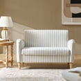 thumbnail image 2 of Farmhouse Loveseat Couch with Solid Wood Legs, Linen Fabric Sofa for Living Room Apartment, Stripe, 2 of 6