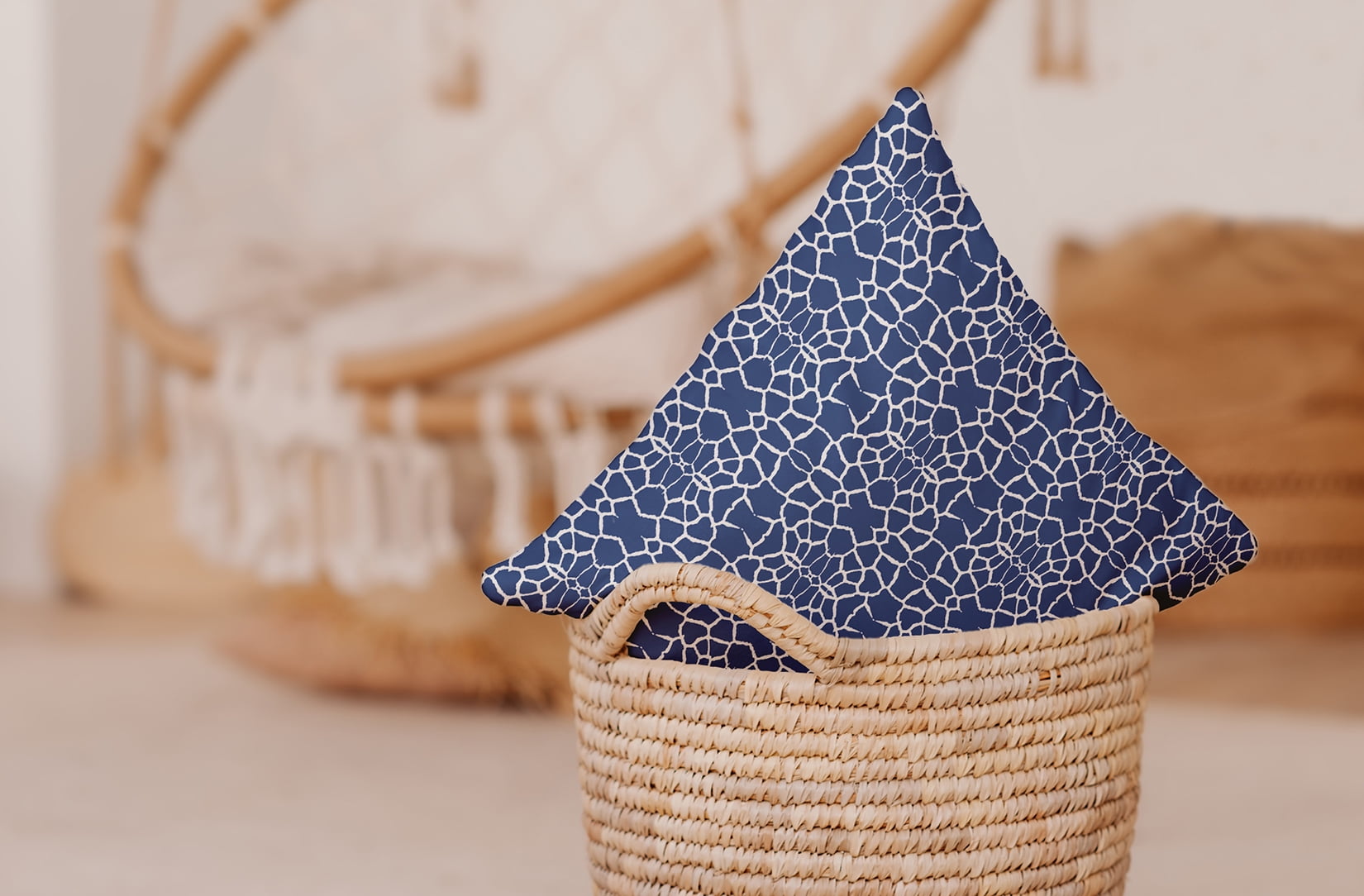 Simply Daisy 18" x 18" Tiny Giraffe Pattern Decorative Throw Pillow, Nautical Navy (1 count)