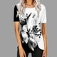 thumbnail image 2 of Blusas de Manga Corta para las Mujeres Botón Impreso Cuello Redondo Top Casual, Blusas para las Mujeres Casual, 2 of 5