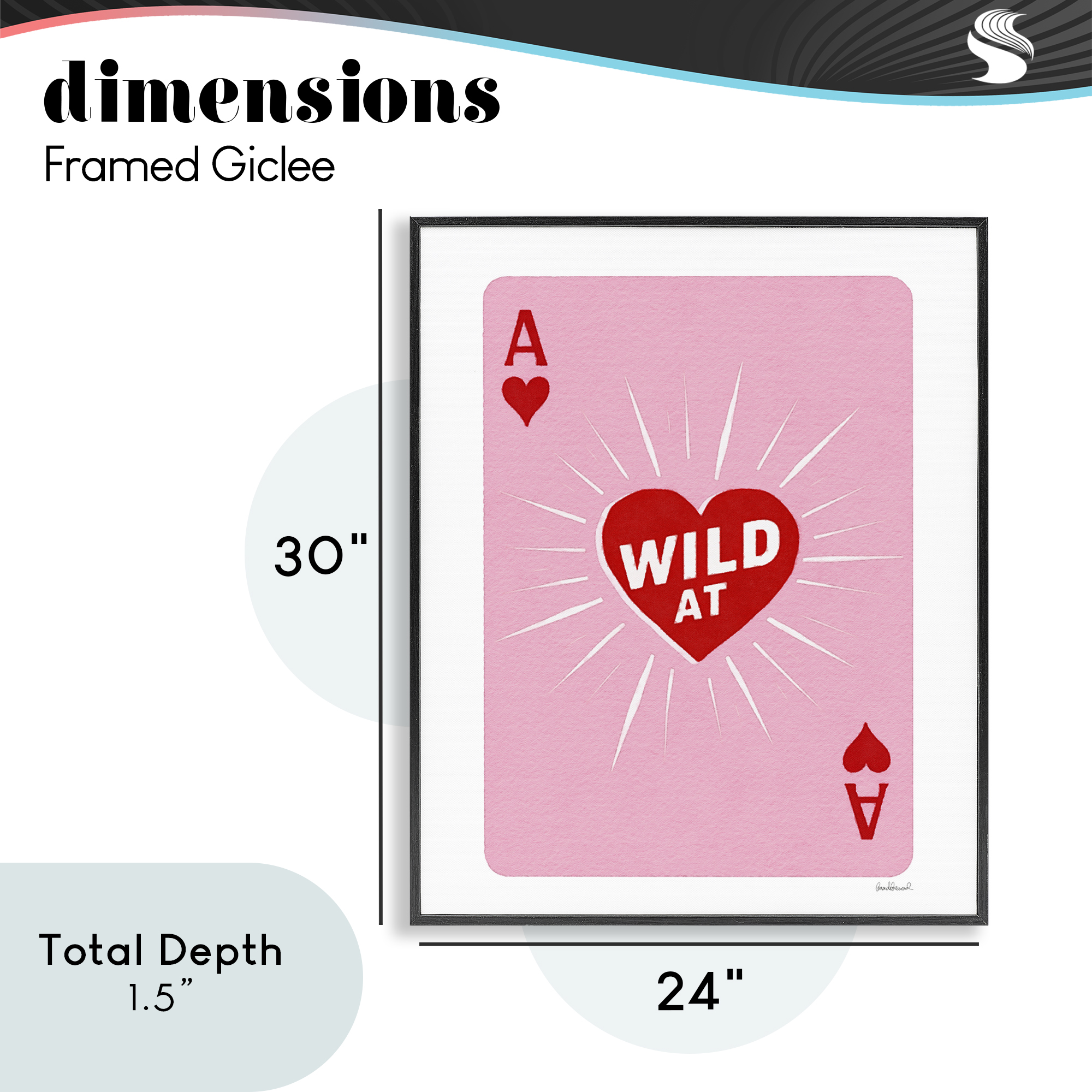 Wild At Heart Card Black Framed Giclee Art, design by Amanda Greenwood