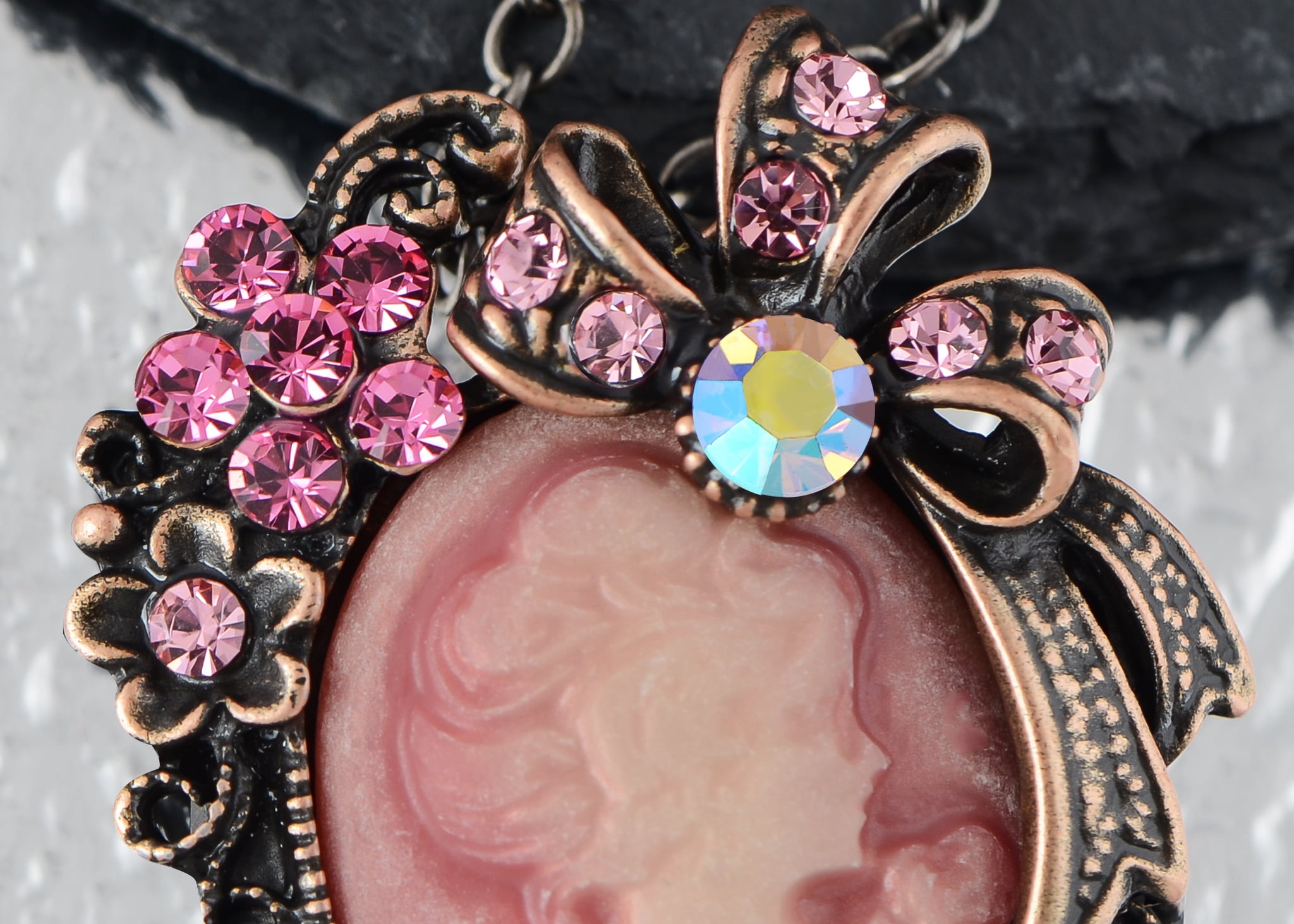 Pink cameo brooch discount