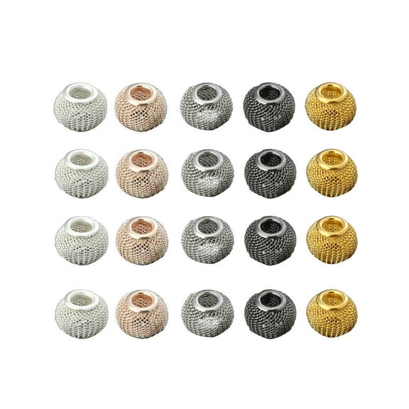 Raindrops 50 Pcs Assorted Color Zinc Alloy Pendant Beads for Jewelry Making Crafts Circular Mesh Hollow Ball