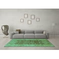 thumbnail image 3 of Ahgly Company Machine Washable Indoor Rectangle Oriental Turquoise Blue Industrial Area Rugs, 5' x 7', 3 of 4