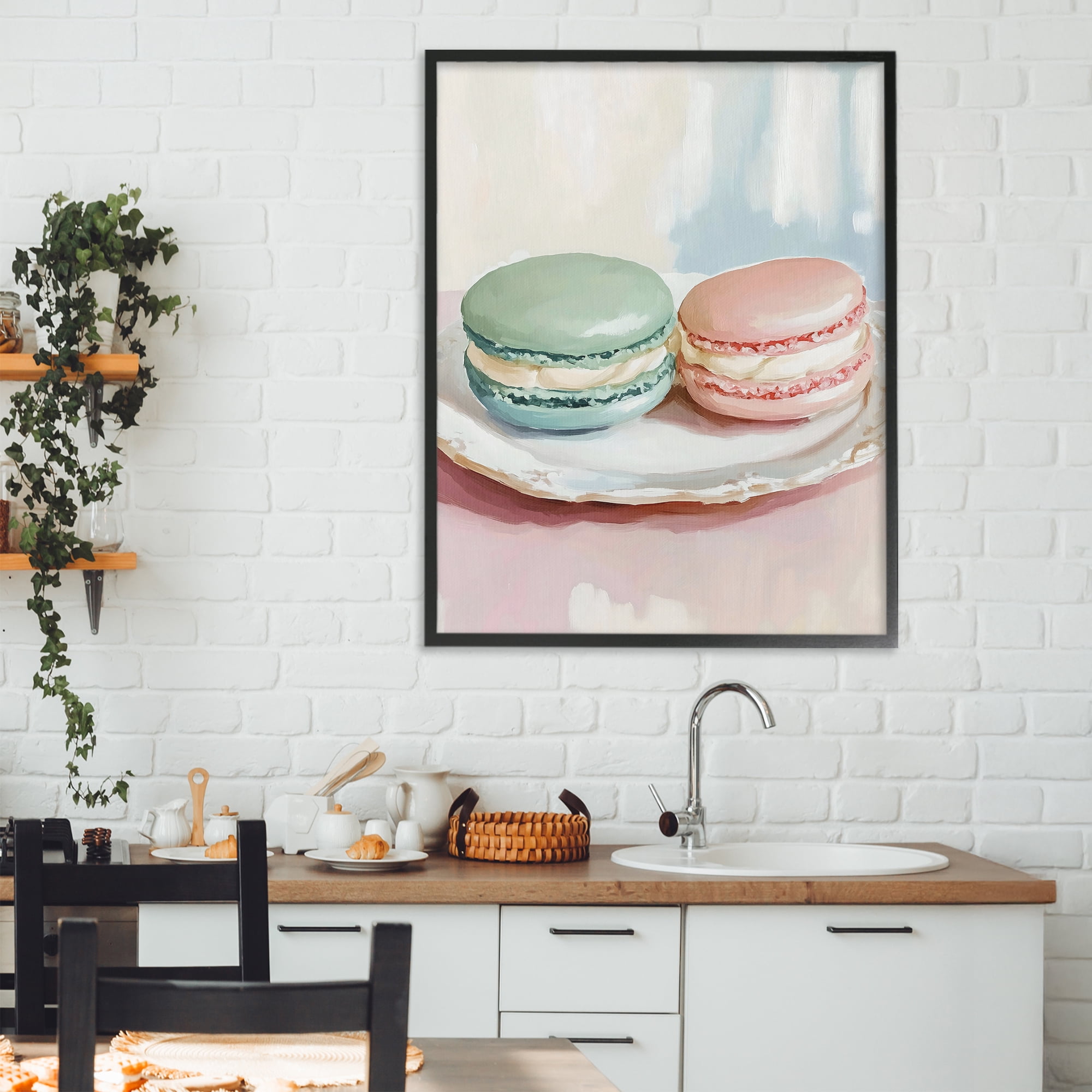 Stupell Industries Pastel Macarons on Plate Black Framed Giclee Art, design by The Prints Vibe