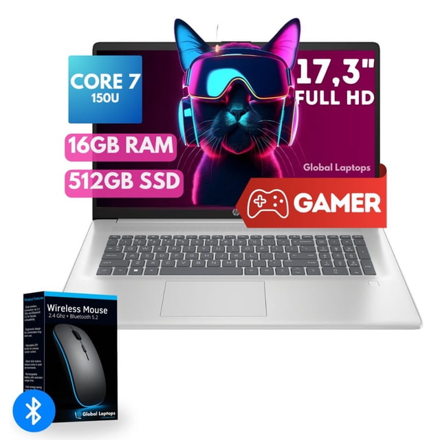 Laptop HP Gamer Intel Core 7 150U 512GB SSD 16GB RAM 17,6 FHD Con Regalo