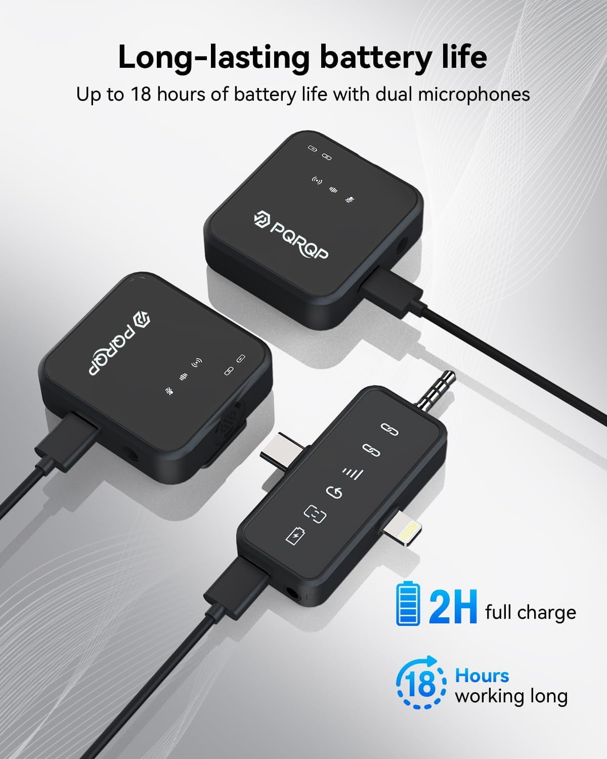 PQRQP Wireless Microphone for iPhone Android – 3 in 1 Lavalier Mic with Noise Cancelling, 328ft Range for Interview Vlog