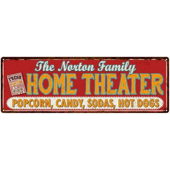 The NORTON Family Home Theater Sign Gift 6x18 Metal Movies Decor 206180100485