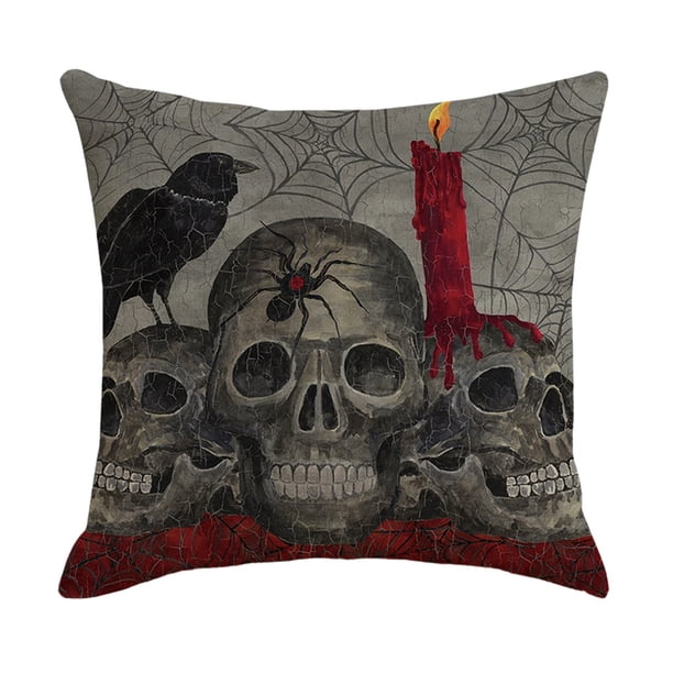 Advancent Funda de almohada decorativa, decoración de Halloween, funda de almohada acogedora con patrón de calabaza, funda de cojín cuadrada para sofá, Decoración del hogar uno SXYM42 Advancent HA060851-01B