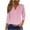 Pink, variant on 2025 New Fashion Plus Size Women's Fashion Casual Solid T-shirt 3/4 Sleeves Buttons Blouse V-Neck Casual Tops
