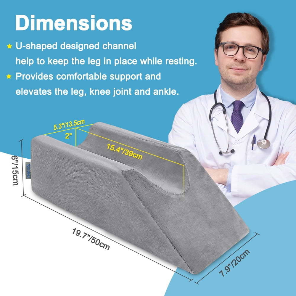 Leg Elevation Wedge Pillow Knee Foam for Sleeping Post Surgery Foot Leg Rest Pillows Knee Support Cushion Medical Elevated Pillow Leg Elevator Bed Positioning Wedge Ankle Surgery Recovery (50cm Long)