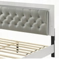 thumbnail image 4 of Grey and White Queen Bed with LED Light Padded Headboard - 12 Slats for Mattress Support, 4 of 9