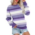 thumbnail image 2 of Women's Fashion Long Sleeve Fall Outfits Comfort Color Oversized Pullover Crewneck Tops Trendy Sweatshirts 03-Dark Purple S, 2 of 3