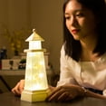 thumbnail image 4 of LaMuseCybèle Lighthouse Night Lights Gift with Lookout Platform,White Winter Warm Light Lamp for Badroom Décor, 4 of 6