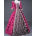 thumbnail image 3 of Vestido medieval del siglo XVIII para mujer, cintura alta, media manga, vestidos de baile, princesa, encaje, patchwork, vestido de satén, disfraz de reina renacentista, 3 of 5