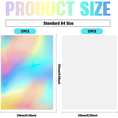 24 sheets printable holographic vinyl sticker paper rainbow vinyl