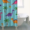 thumbnail image 4 of Light Blue Dinosaur Palm Pattern Shower Curtain 36"x72" ,Bathroom Decorative Shower Curtains Set with 12 Hooks,Modern Waterproof Washable Shower Curtain, 4 of 6
