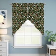 thumbnail image 6 of Swag Curtains Valances for Windows, Tropical Short Kitchen Window Curtains Over Sink, Frog Bread Mushroom Coffee Print Cafe Curtains Panel Set Of 2,Rod Pocket, 36 Inches Length Dark Green, 6 of 9