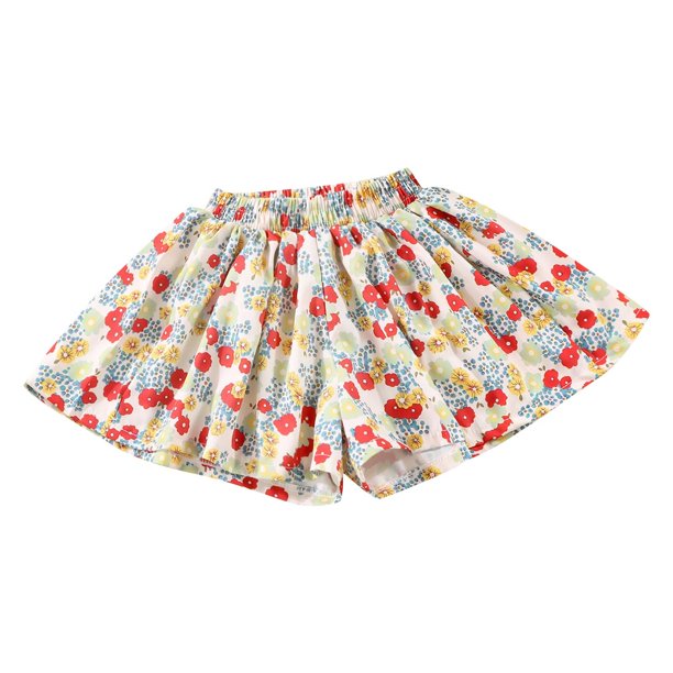 Odeerbi 1-12 Años Niñas Floral Skorts Verano Pantalones Cortos de Algodón Cintura Elástica Pierna Ancha Pantalones Cortos Sueltos