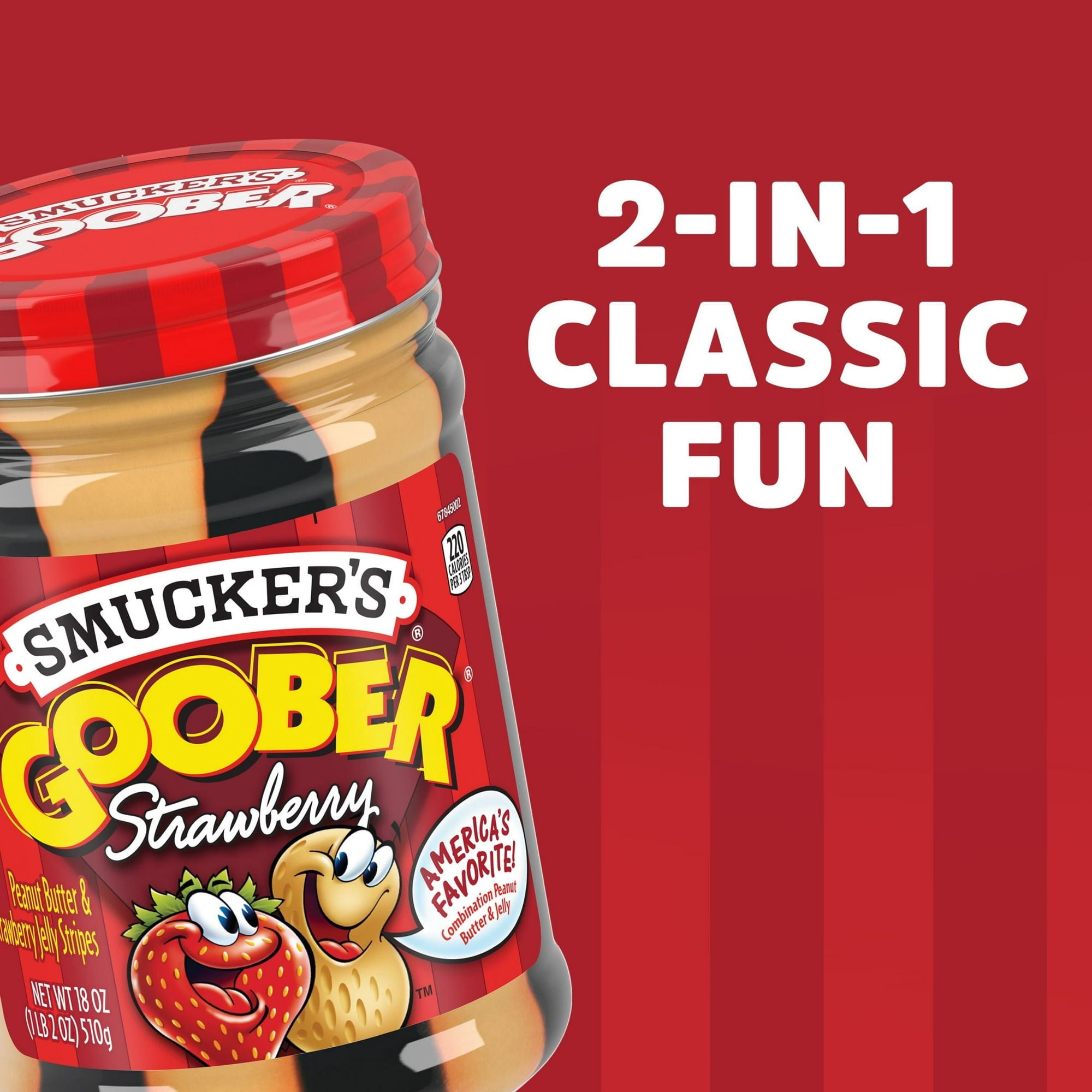 Smucker's Goober Peanut Butter and Strawberry Jelly Stripes, 18 oz