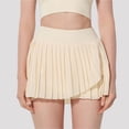 thumbnail image 2 of felwors Women's Crossover Hem Pleated Active Skort - High Waisted Tennis Skirt with Built-in Shorts for Workout, Golf (Yellow, M), 2 of 5