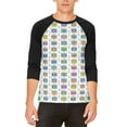 thumbnail image 1 of Retro Boombox Stereo Pattern Mens Raglan T Shirt White-Black SM, 1 of 2
