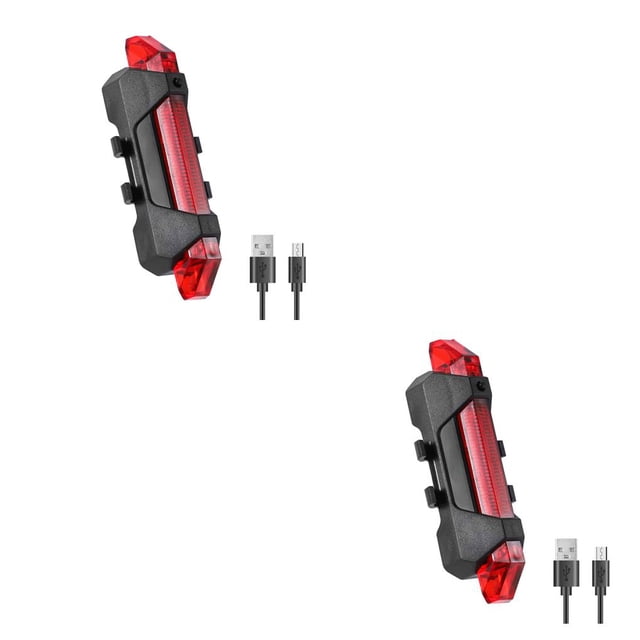 relayinert USB Bike Tail Light Bicycle Safety Cycling Reminding Rear Lamp Waterproof Taillight Wide Range Accessories Gear Red 2Set