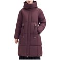 thumbnail image 2 of ChoiceGaecuw Womens Lightweight Puffer Jacket with Hood Hoodie Full Zip Up Long Jacket Quilted Thicken Warm Long Sleeve Down Jacket Maxi Length Bubble Coat with Pocket Winter Outwear Red M, 2 of 4