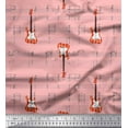 thumbnail image 1 of Soimoi Pink Georgette Viscose Fabric Notes & Guitar Musical Instrument Printed Fabric 1 Yard 42 Inch Wide, 1 of 3