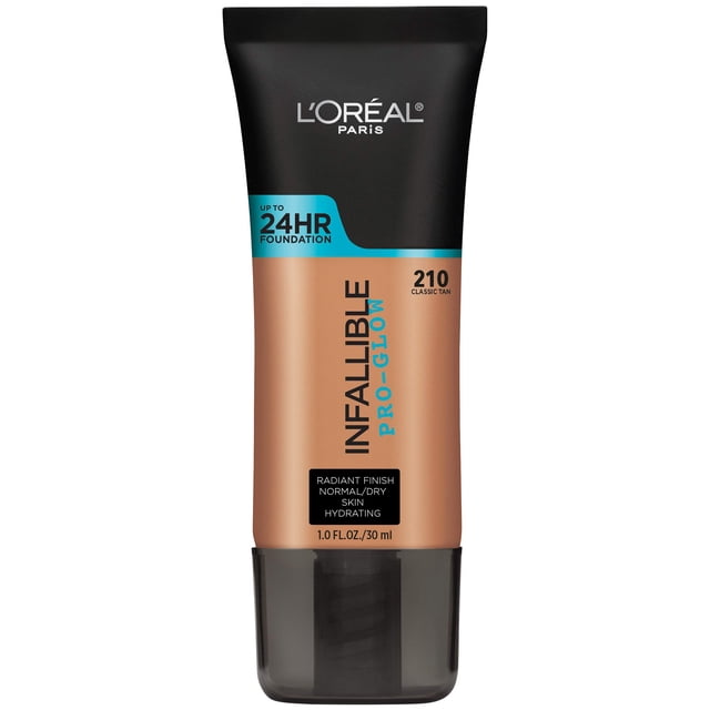Base de maquillaje L'Oréal Paris Infallible Pro-Glow 24 horas, color beige, 30 ml