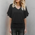 thumbnail image 2 of Mohiass Batwing Short Sleeve Dolman Tops for Women Plus Size Banded Bottom Fold Hem Top Casual Loose Flowy T Shirts Black M, 2 of 6