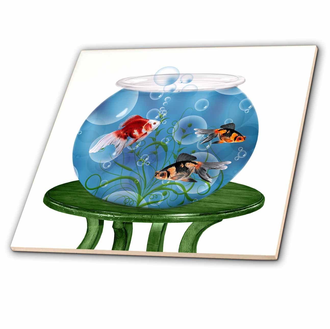 3dRose Goldfish in a Bowl on a Small Table for Persian New Year