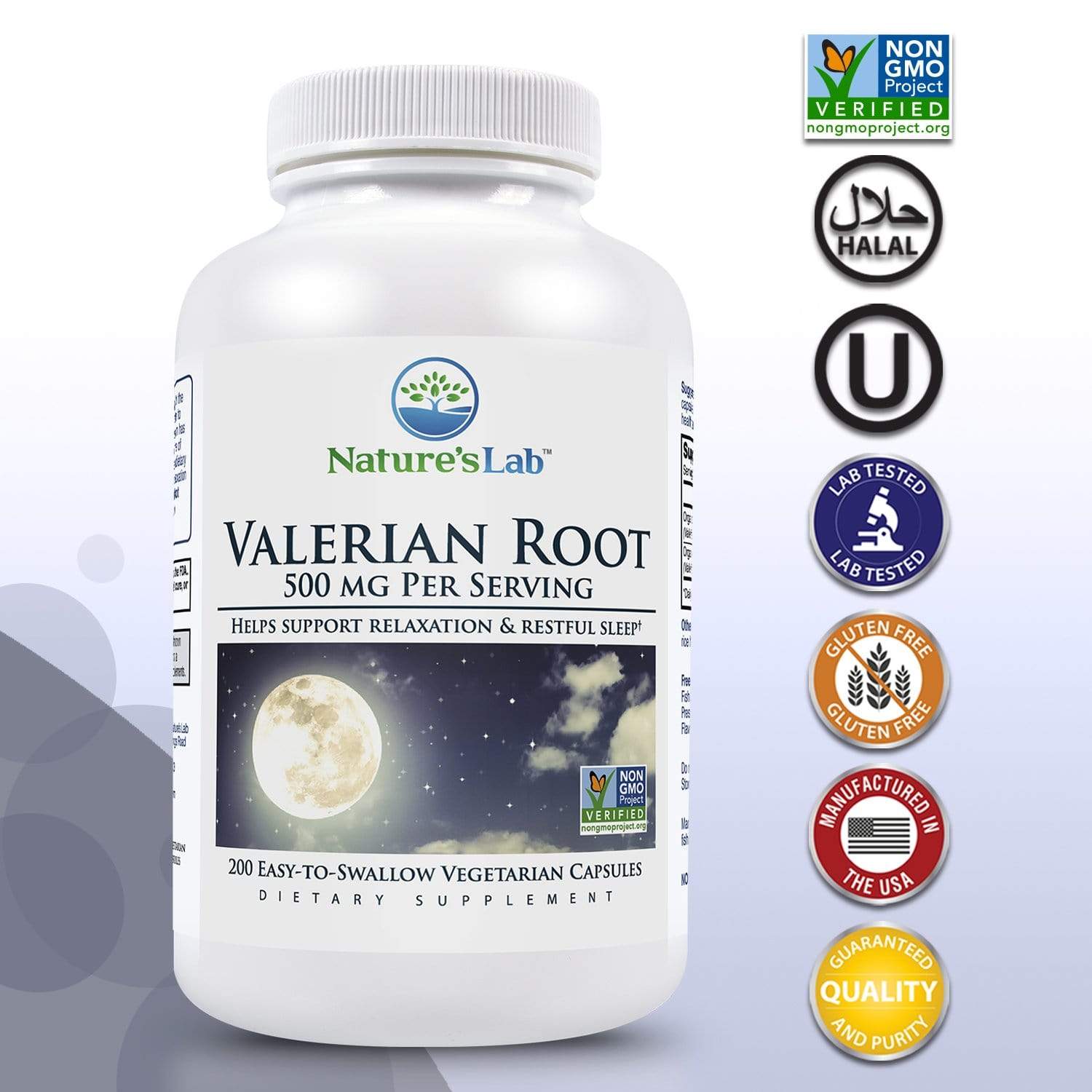 Nature's Lab Valerian Root 500mg 200 capsules