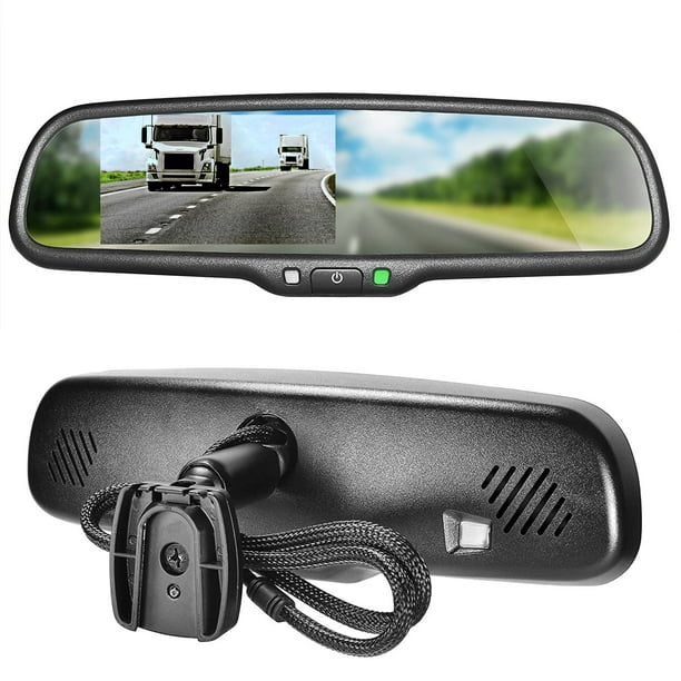 Master Tailgaters Espejo retrovisor OEM de 10,5" con pantalla LCD de 4,3" | Soporte de ajuste universal para retrovisor | Ajuste automático de brillo LCD | Antideslumbrante | Reemplazo de espejo origi