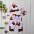 thumbnail image 6 of Thanksgiving Baby Outfits Newborn Kids Baby Boy Girl Letters Print Bodysuit Rompers +Turkey Pants Headband Clothes 4PCS Outfit Set, 6 of 9
