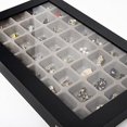 thumbnail image 3 of JackCubeDesign 40 Compartments Jewelry Display Tray Showcase Organizer Storage Box Slots Holder for Earring, Ring with Acrylic Cover(Black, 16.97 x 9.7 x 1.65 inches) -:MK333A, 3 of 3