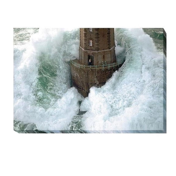 Phares dans la Tempte La Jument by Jean Guichard Premium Gallery-Wrapped Canvas Giclee Art - 16 x 24 x 1.5 in.