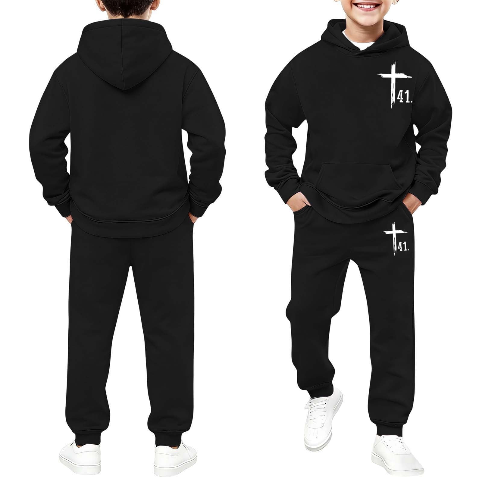 WOYY Boys Casual Tracksuit Pullover Hoodie Sweatpants Outfits boys Clothing Sets Sizes 3-13