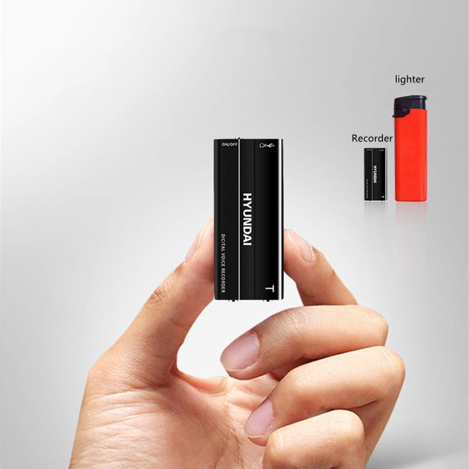 Hyundai E100 Mini Professional Dictaphone Ultra-Thin HD Child Safety Encryption Digital Voice Recorder Music Player Meeting Class Lecture Business Audio Record-8GB