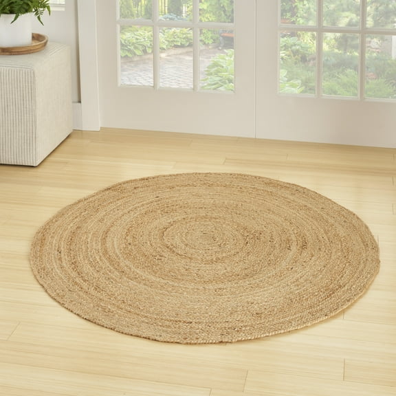 Nourison Natural Jute Coastal, Nautical & Beach Natural 5' x Round Area Rug (5 Round)