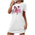thumbnail image 2 of Tnhcen Robe de Nuit Imprimé Cœur Romantique pour Femmes Grande Taille Manches Courtes Col Rond Robe Courte Polyester Spandex Doux P-2TG pour Maison/détente, 2 of 3