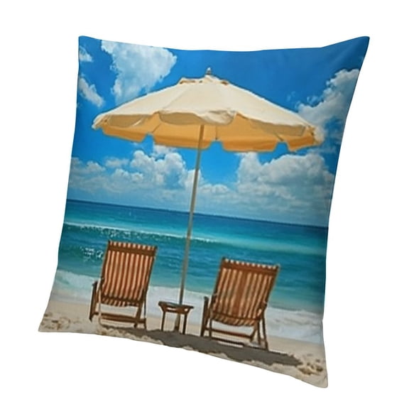 Decorative Throw Pillow Covers Turquoise Sea, Tropical Ocean Beach Chair Farmhouse Pillowcases Accent Pillow Cushion Cover for Couch