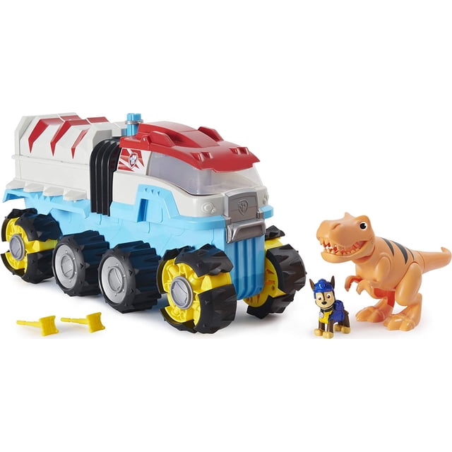 Paw Patrol, Dino Rescue Dino Patroller Vehículo Motorizado del Equipo con Persecución Exclusiva y Figuras de T. Rex