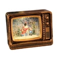 thumbnail image 4 of Globo de nieve navideño con forma de TV, linterna, caja de música iluminada para mesa de fiesta de Navidad Muñeco de nieve retro dorado, 4 of 8